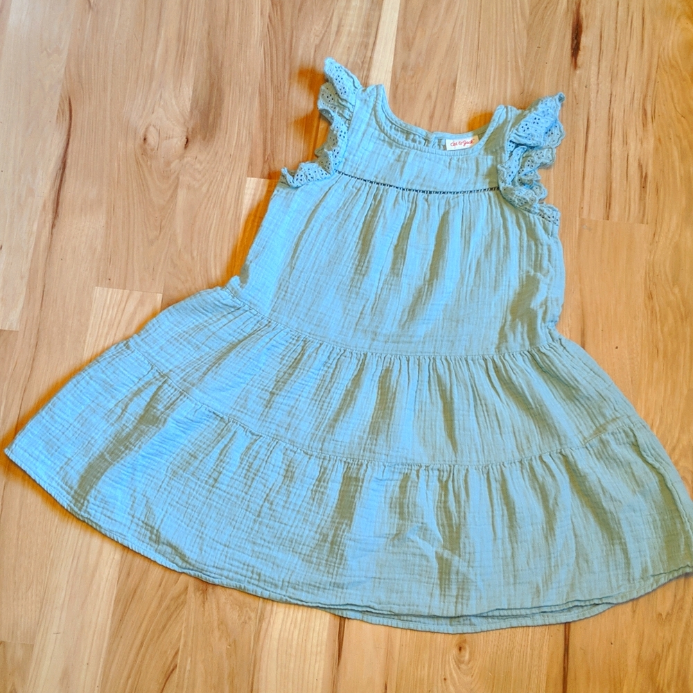 Cat & Jack Breezy Sleeveless Light Natural Green Beach Dress Size 6/6x